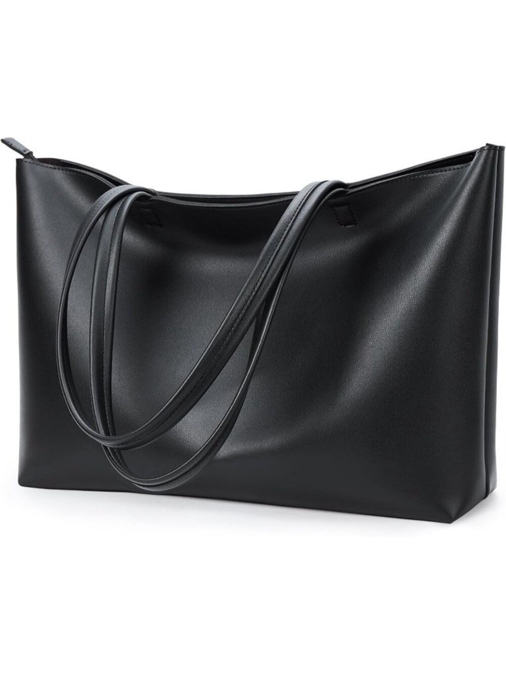 Women's Black Faux Leather Zipper Pocket Imported Shoulder Bag Handbag